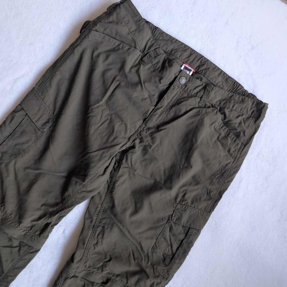 The North Face Convertible Cargo Pants Womens XL Olive Green Hiking Zip Off Leg